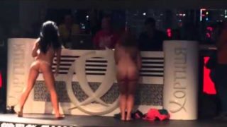 2 Girls Strip Completely Naked On Stage