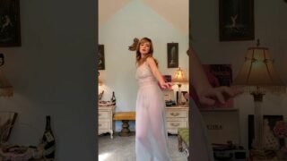 Dainty Rascal Dancing in Sexy Sheer Pinup Nightgown