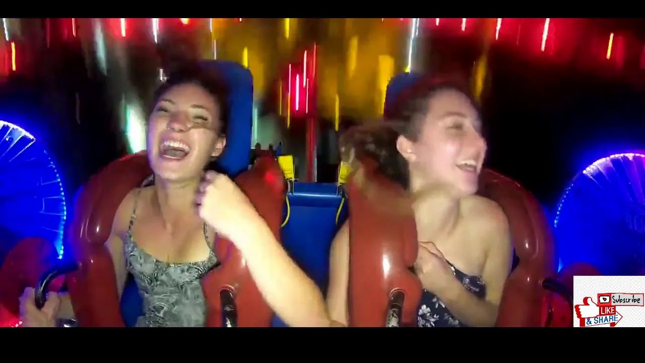 Amusement park boob slip
