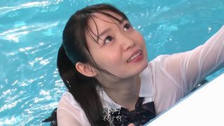 Japanese girl gets pushed into pool by her classmate for fun