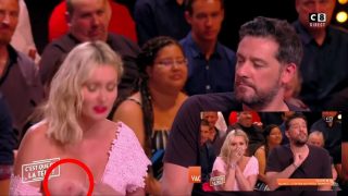 Nip slip due to wardrobe malfunction on a talk show (barely 5 seconds in…)