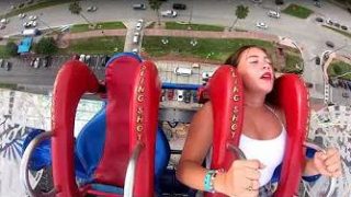 Safe from the Slingshot ride, but she accidentally showed it at the end [1:43]