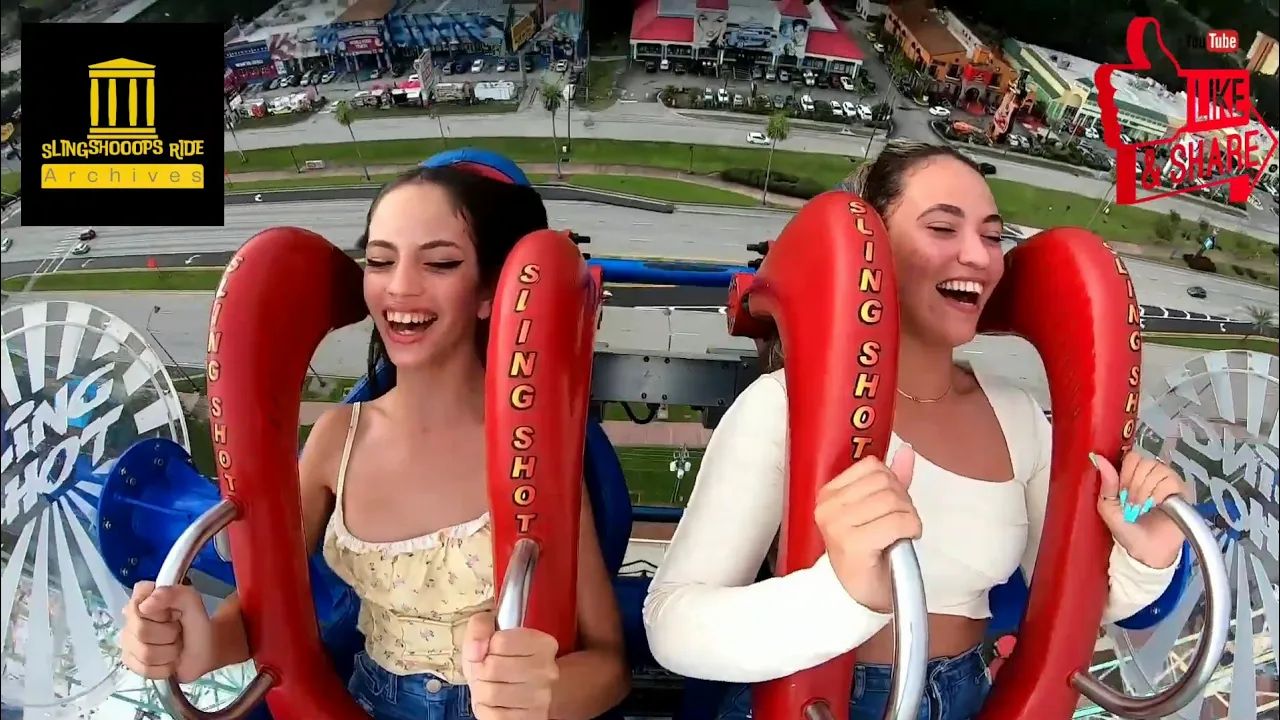 Funfair Theme Park Girls Slingshot Oops Tits Out Flashing