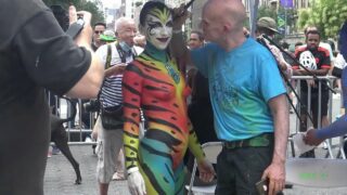 Naked body painting in New York City