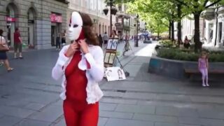 Sexy red walking (2:05, “Street ART Performance – ZONE RED – Belgrade”)