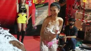 Very hot, soapy striptease ends with nipple play @4:22, (“Thai girl sexy dance in bikni”, reupload)
