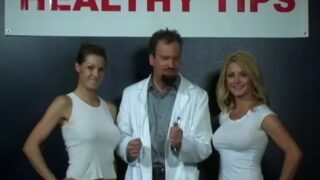 Dr. Slabodovich helps women hydrate their boobs (wet tshirts at 1:15, “Healthy Tips – Good Hydration”)