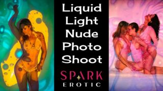 Naked photo shoot with lots of groping (0:30, “Nude Photoshoot with Amazing Psychedelic Liquid Light Projection”)