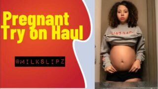 Pregnant try on haul with nip slips