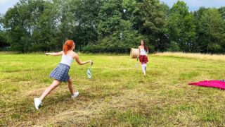 Schoolgirl skirts Outdoors Badminton Braless Pokies at 04:12 and during the video a few more views