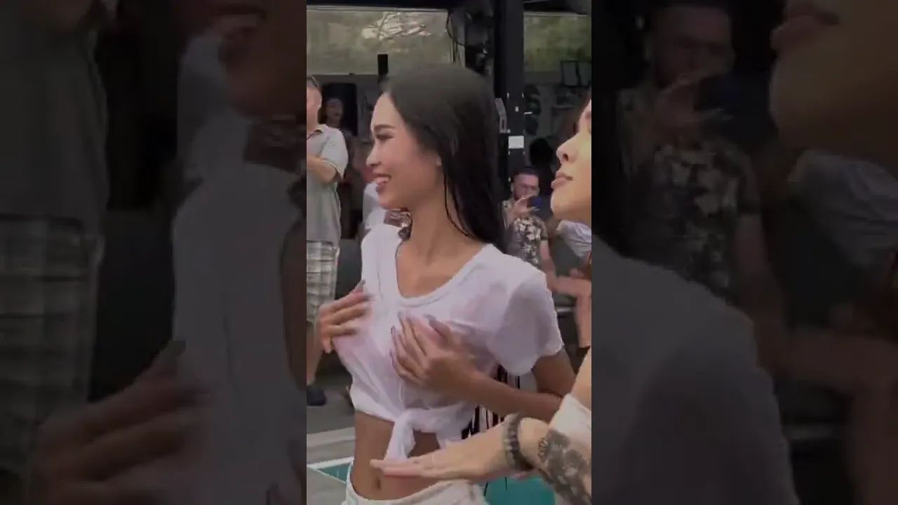 A short of wet t-shirt contest in Thailand