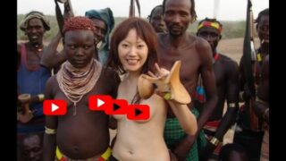 Japanese girl’s shirt taken off by African tribe (0:42)