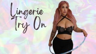 Hulu-hooping during lingerie try-on haul at 3:30 in “Hot Lingerie Try On Haul”