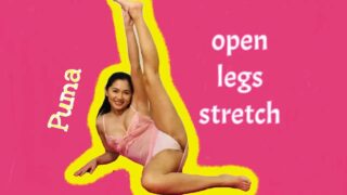 Open legs hips stretch yoga in pink lingerie 2:30