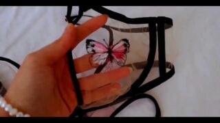 Transparent bra at 0:54 in “Transparent Panties, Lingerie Try on, Micro Bikini, Fashion Trends 2023”