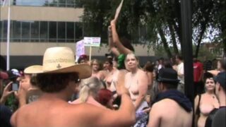Nothing wrong with topless women. But men in brasiers? Unacceptable! (0:26)
