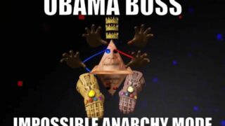 brief glimpse of guy masturbating at 0:05 in “obama boss battle meme”