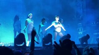 (Cross post-able to r/PreggoPorn:) two singers, one pregnant, get their tits out on stage (2:27)