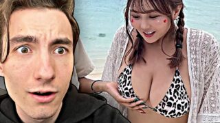 girls touching each other on the beach reaction