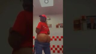 Girl clapping her fat ass at work