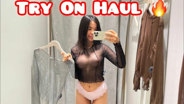 Try on Haul with Asian girl see through