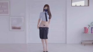 Cute Korean girl, changes in to school uniform. #korean #undergarments #…