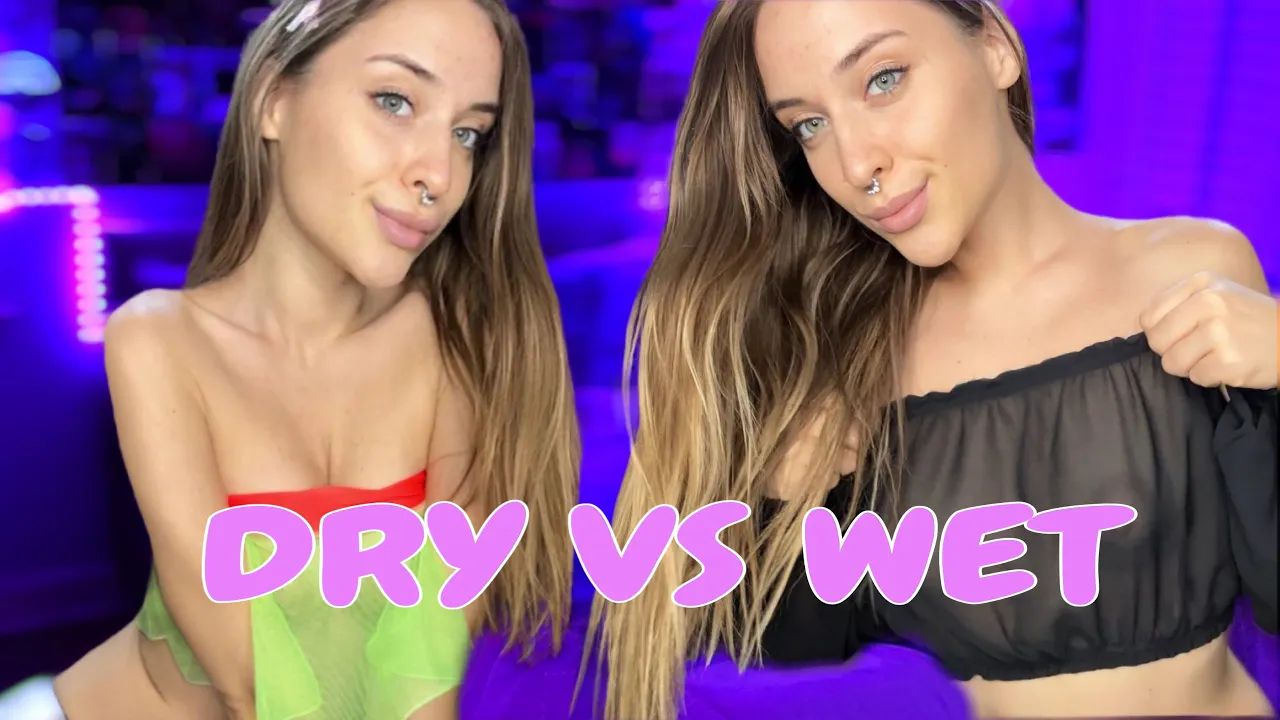 4K | DRY VERSUS WET IN A TRANSPARENT DRESS LillySlimOf - YTboob