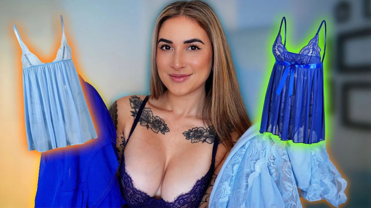 4K TRANSPARENT Blue Dresses TRY ON with Mirror View! | Alanah Cole TryOn