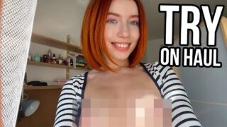 Beautiful redhead Yana show tits in the mirror around 0:10