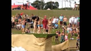 0:17 hippie topless, 1:21 nude guy. Dutty Moonshine @ Secret Garden Party 2013 Diving Competition – Team Whoopie