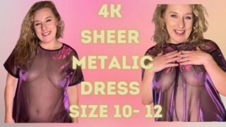 4K  TRANSPARENT MATALIC Dress Review – Extremely Sheer Crew Neck Dress – RainbowXxRain