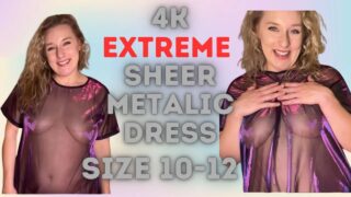 4K  TRANSPARENT METALIC Dress – Sheer Iridescent Dress – RainsTryOn