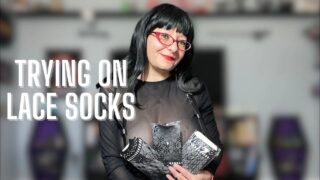 4K Black Lace Ankle Socks Try-On | Mesh sheer hosiery| Lilith Landon tryon haul