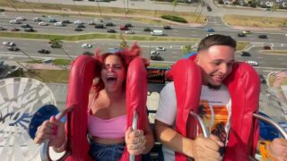 Huge boob nip slip on slingshot ride [0:36]