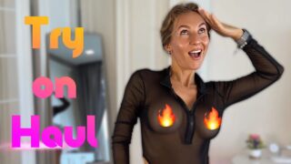 my boobs Black Transparent bodysuit | See throught Try on skirt