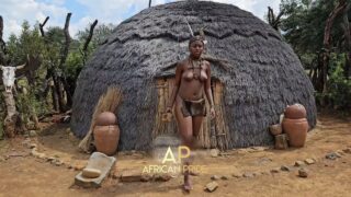 Nude African village girl
