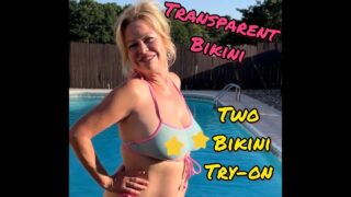 G-String & Transparent Bikini Try On – MILF Heather Holiday 3rd top is see thru
