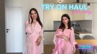 [4K] TRANSPARENT Lingerie Try On Haul with my friend | See-Through No Bra
