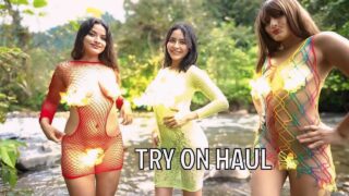 Try on haul 4K transparent at a public river with ‪@Angelimore‬ and ‪@Tryonzoekop‬