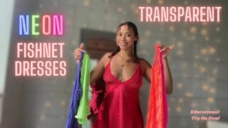 TRANSPARENT Amazon Fishnet Dresses TRY ON with MIRROR view | Natural Curvy Body