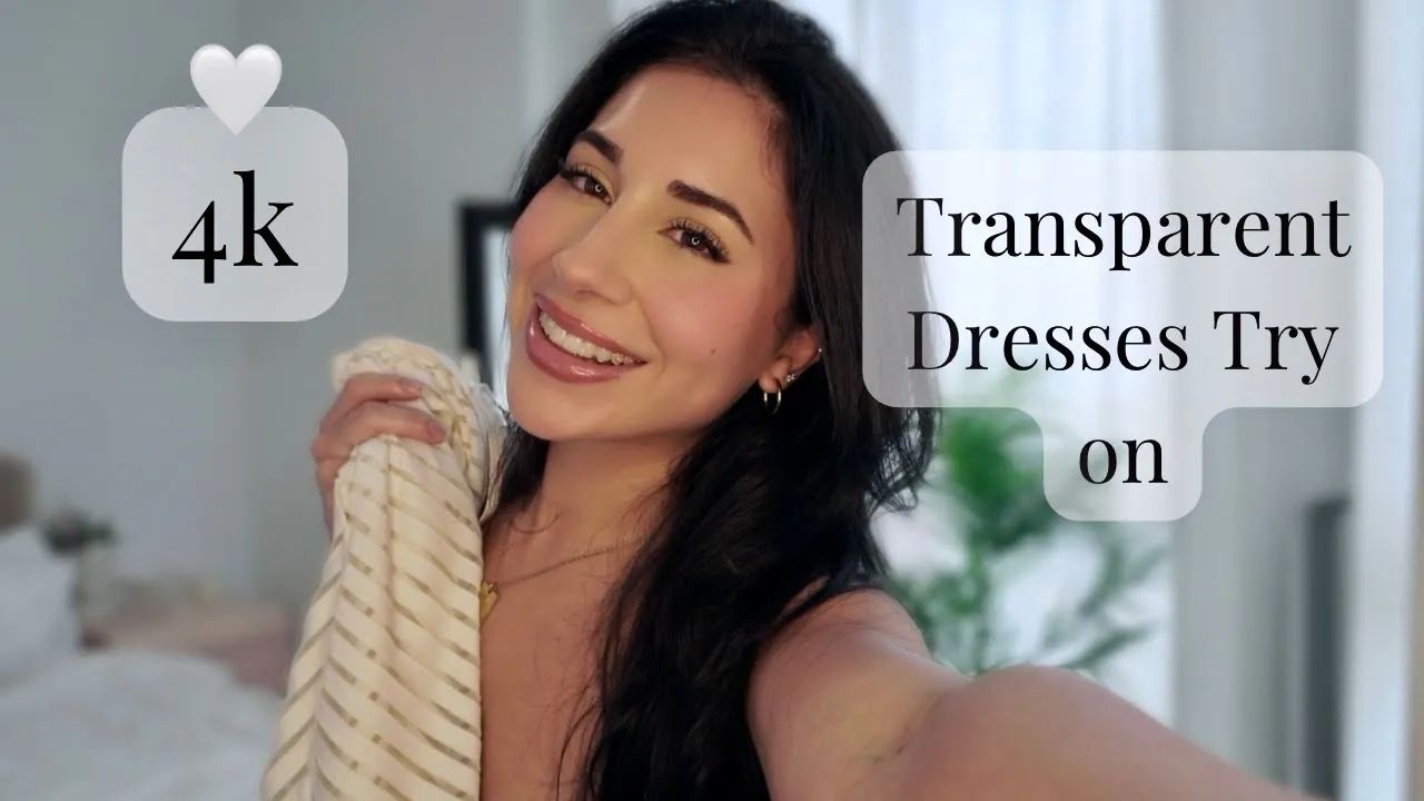 4K TRANSPARENT WHITE FISHNET Dresses TRY ON With Mirror View | Ava Andraya TryOn - YTboob