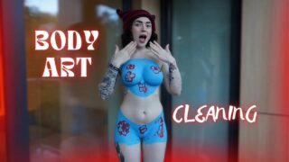 4K Housewife Body Art Cleaning Mirror with Nikky pussy/asshole at 0:48