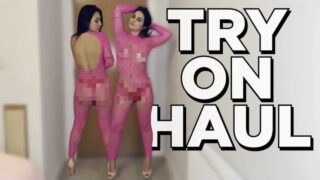 PRETTY PINK FISHNET DRESS | TRY ON HAUL 0:54 very sheer nips Fefa Bae