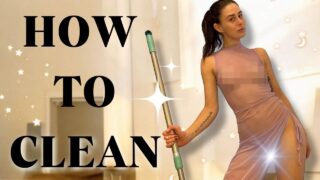 [4K] Cleaning the Floor in a Transparent Purple Dress | 0:00 nips, 0:29 lips and ass Kelly Show