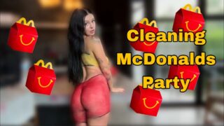 Cleaning the Tables After a McDonald’s Party in Body Paint at 0:00