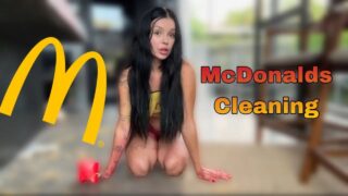 Cleaning Tables After a McDonald’s Party in Body Paint at 0:00