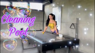 Giving the Pool Table a Fresh Clean in Brazilian Tricot Body Art Style at 0:00