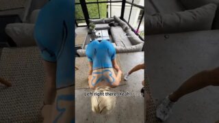 Yoga 🧘‍♂️ Body paint 🎨 no bra no panties #shortvideo #downdog at 0:00