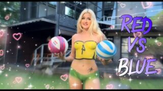 Testing a Blue and Red Ball in Brazil Tricot Body Paint Style at 0:00
