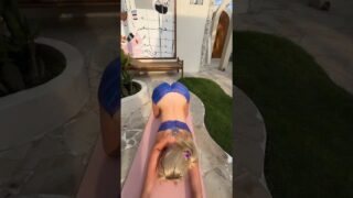 Yoga Playing American Girl #yogagirl #bodypaint at 0:00